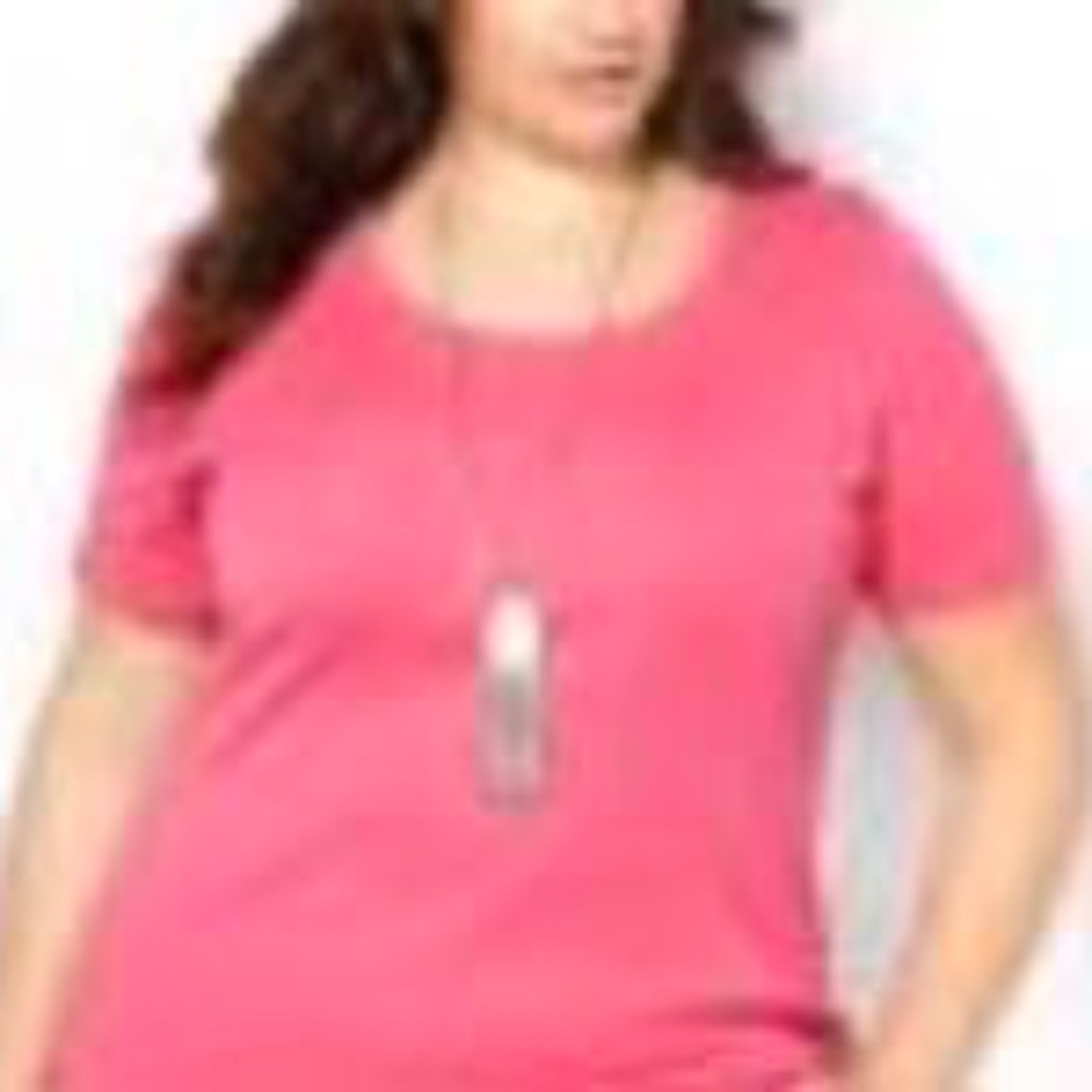 T-SHIRT, SHAPED FIT, CARMINE (Medium Pink), SIZE 4X, SCOOP NECK, COTTON POLYESTE